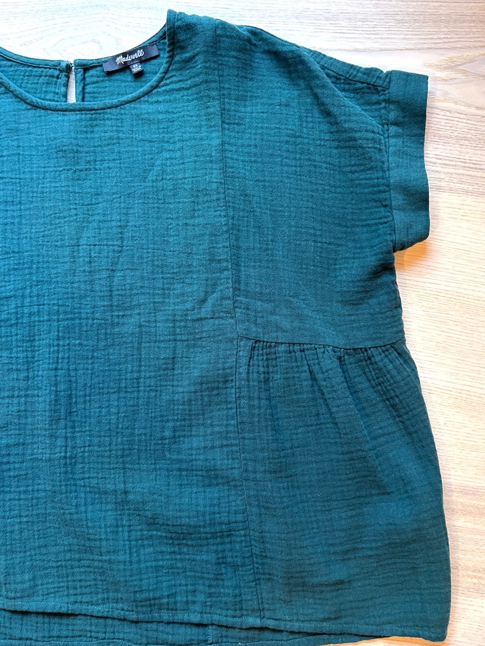 Madewell Emerald Green Lightspun Gauze Muslin Top Casual Preppy Boxy Size XS - Picture 6 of 8